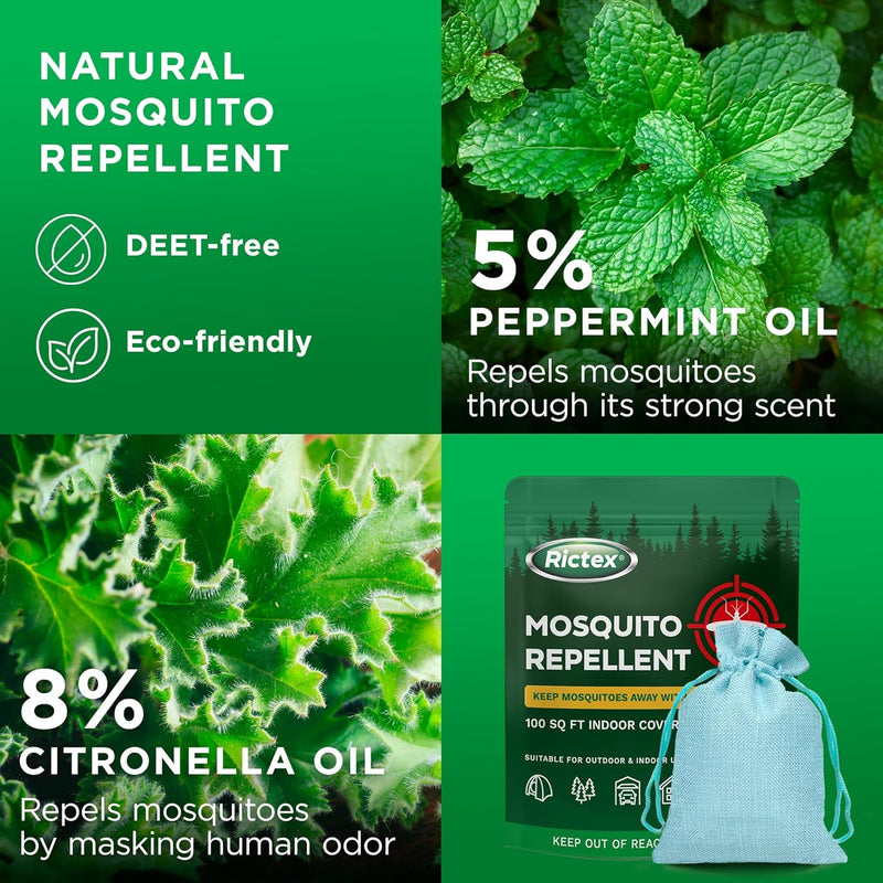 Mosquito Repellent Outdoor Patio & Yard: Natural Citronella & Peppermint Oil Pouches – Safe for Kids & Pets – Essential Oils Formula – Mosquitoes Repeller – Camping & Backyard 10 Pack – image 2