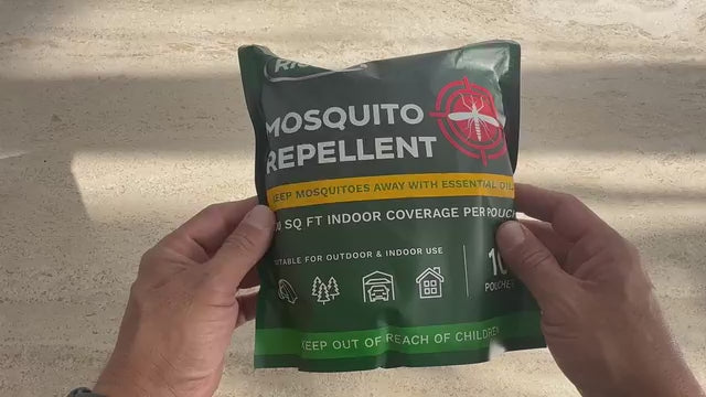 Unboxing natural mosquito repellent for outdoor spaces.